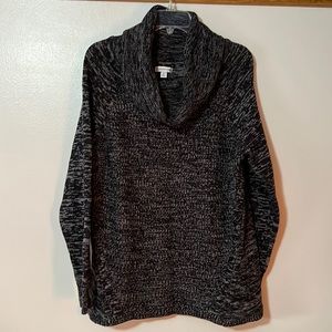 3/$20 Croft & Barrow Cowl Neck Rib Knit Black Gray Sweater